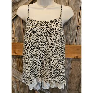 Umgee size small leapord lace trim tank top blouse boho y2k EUC women's *